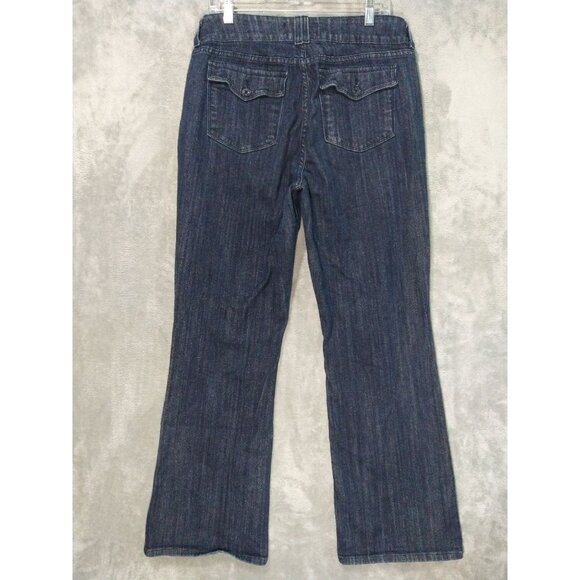 NYDJ Jeans Womens 16 Blue Denim Billie Mini Boot Cut Dark Wash Flap Pockets - Picture 1 of 8